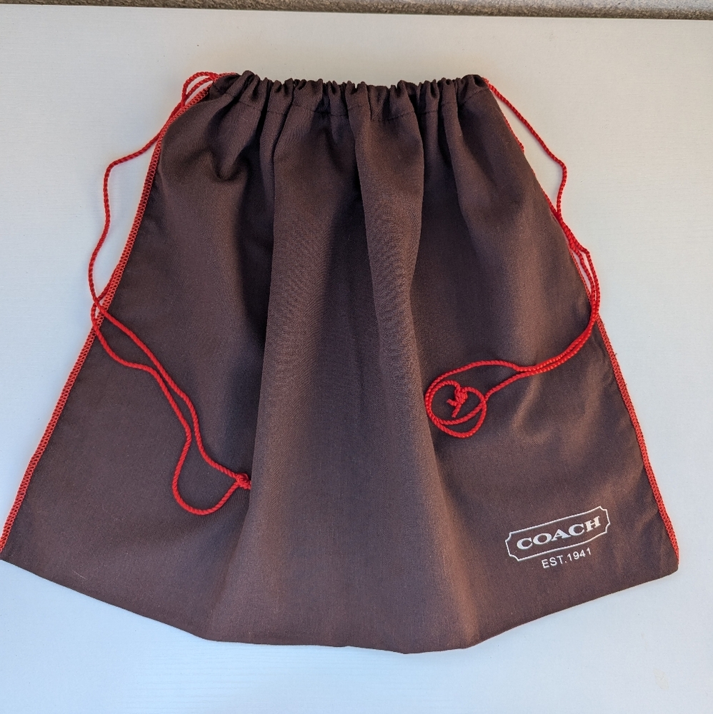 Coach Brown Drawstring Bag with Red Accents